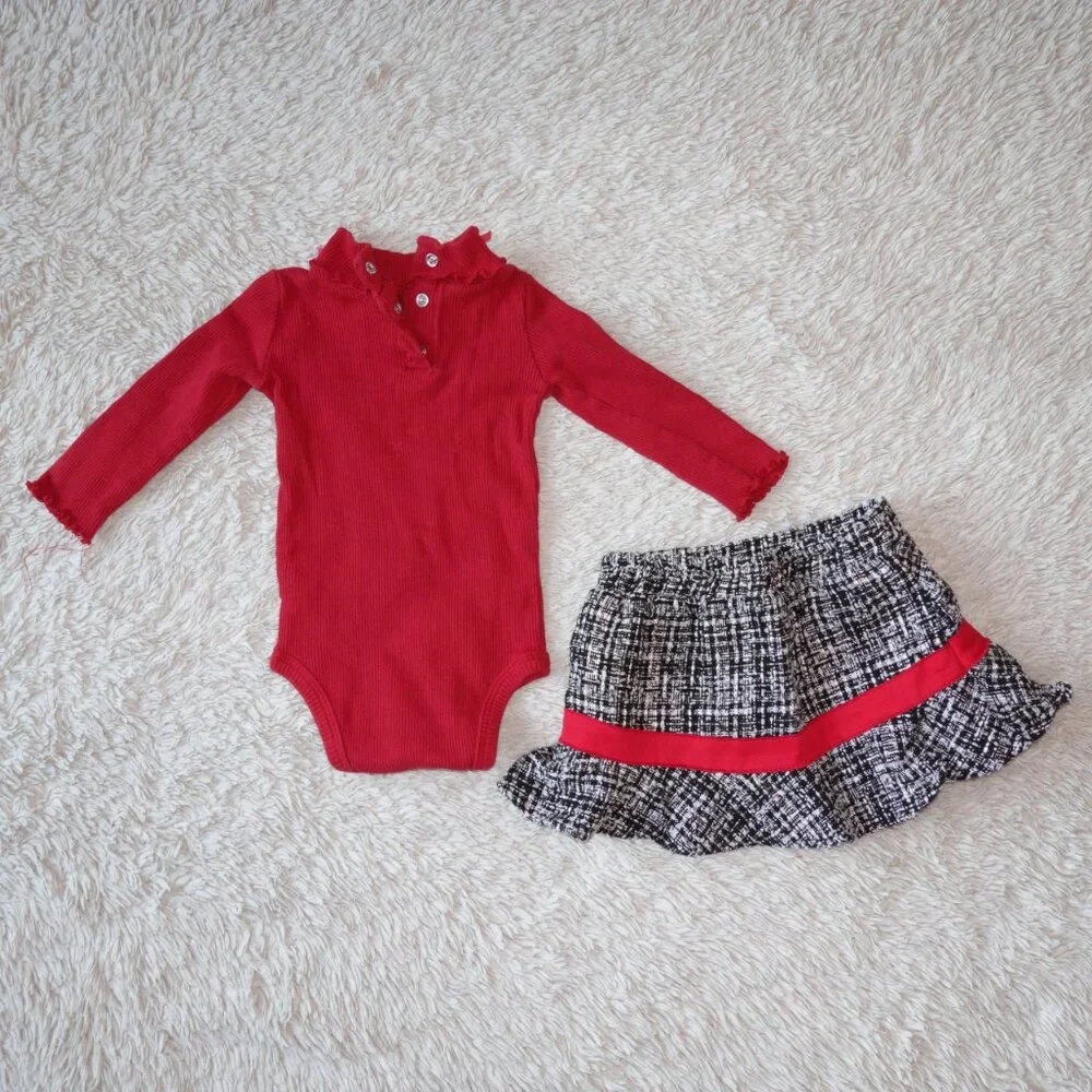 Baby Girl Size 6 Months Koala Baby Holiday Outfit, Red, Black, White, 2 pc set